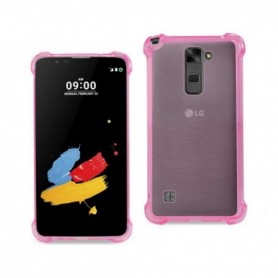 LG Stylus 2 Clear Bumper Case With Air Cushion Protection In Clear Hot Pink
